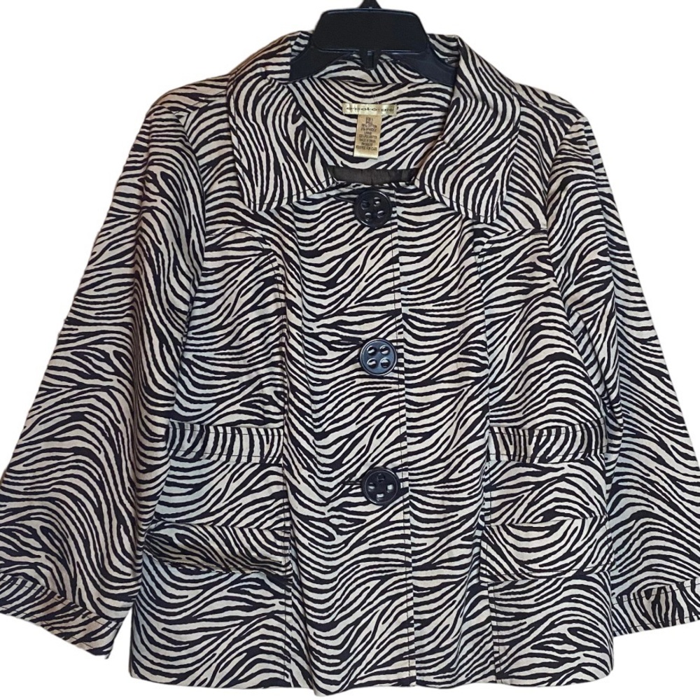 Ecologie Jacket Tan and Brown crop Big Buttons Size L